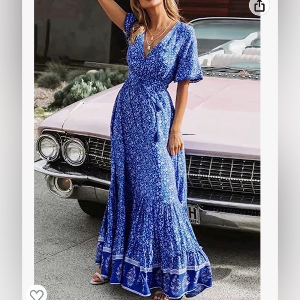 Blue floral maxi dress